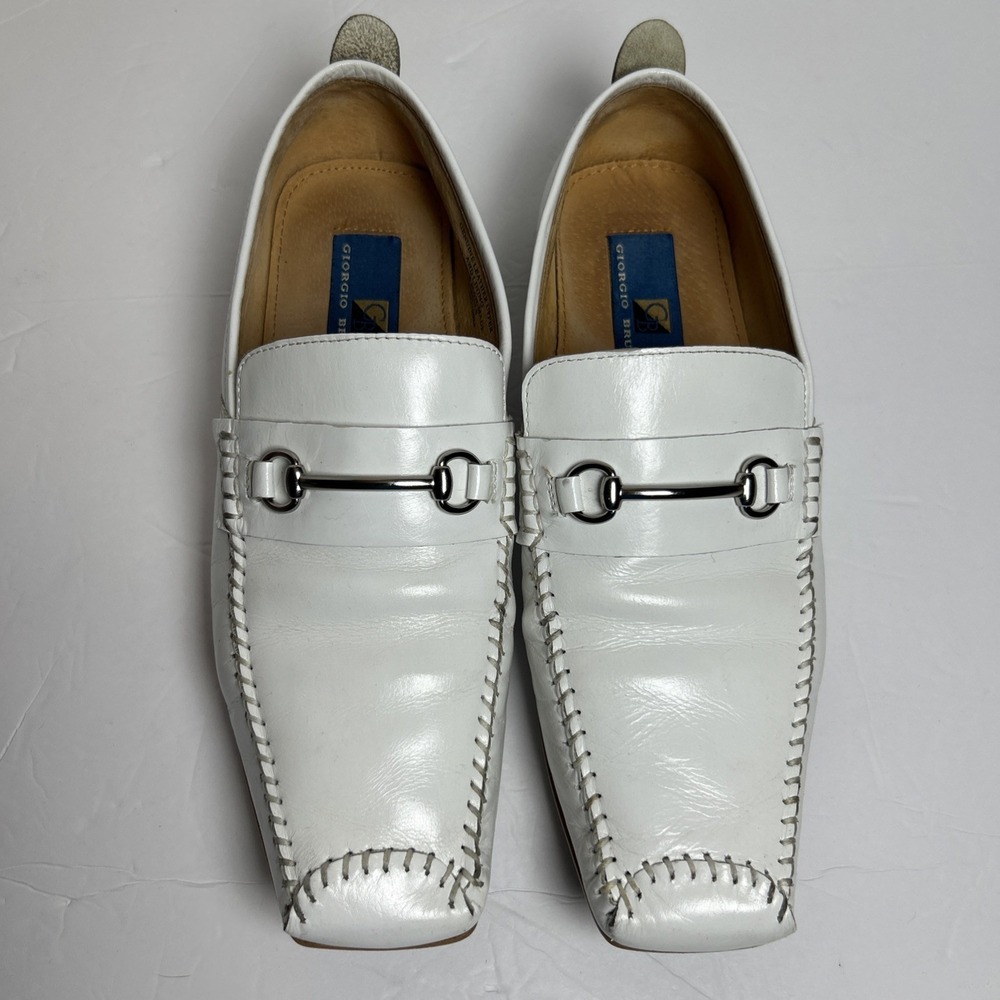 Giorgio Brutini Men White Genuine Leather Loafers - US 8 Preowned